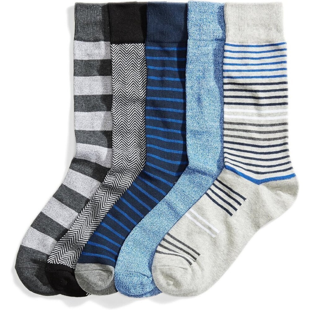Men's Cobalt Blue Comfortable Patterned Dress Socks 83% Cotton, 16% Nylon, 1%